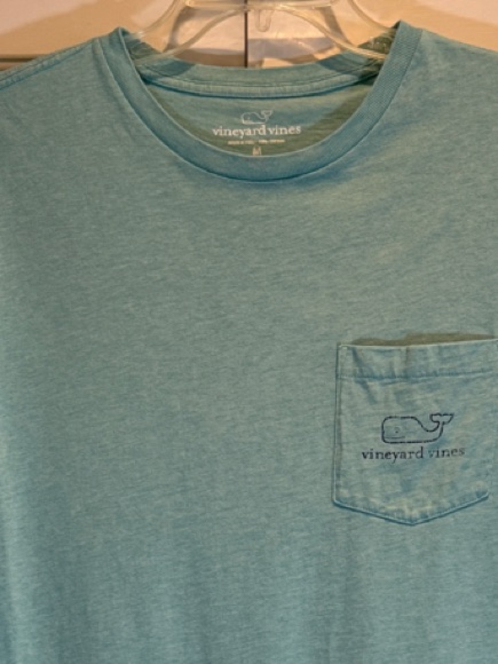 Vineyard Vines Men's Light Aqua Pocket Tee Size M